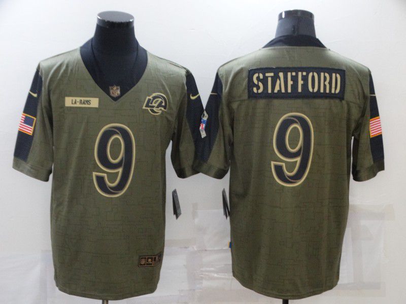 Men Los Angeles Rams #9 Stafford green Nike Olive Salute To Service Limited NFL Jersey